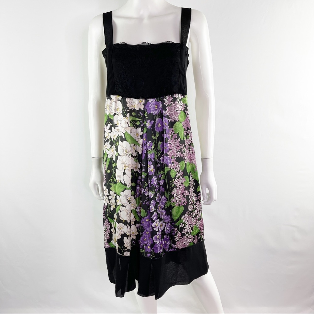 Blugirl Folies Black Floral Lace Trapeze Sundress Size 12 Formal Evening NEW